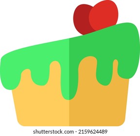 Cake with strawberry, illustration, vector on a white background.