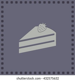 Cake with strawberry, vector icon