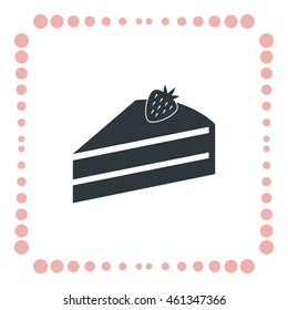 Cake with strawberry, vector icon