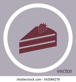 Cake with strawberry, vector icon