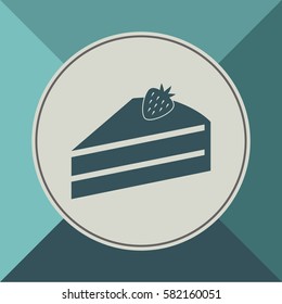Cake with strawberry, vector icon