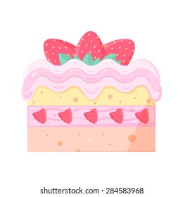 cake with strawberry vector  illustration