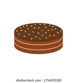 Cake style flat, cakes with candles icon, vector illustration isolated on white background