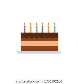 Cake style flat, cakes with candles icon, vector illustration isolated on white background