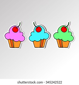 cake sweet birthday cupcake delicious cream food vector dessert