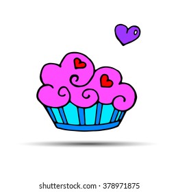 cake sweet birthday cupcake delicious cream food vector dessert