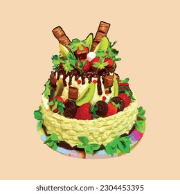 cake, sweetness, cake, holiday, strawberry, kiwi, beauty, birthday, congratulations, gift, present
