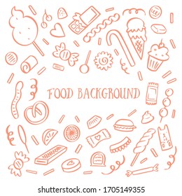 Cake and sweets doodles element vector illustration in cute hand drawn style isolated on white background