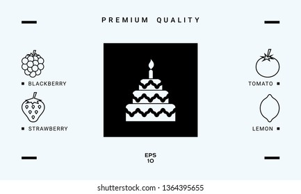 Cake symbol icon. Graphic elements for your design