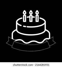 cake symbol with a ribbon below