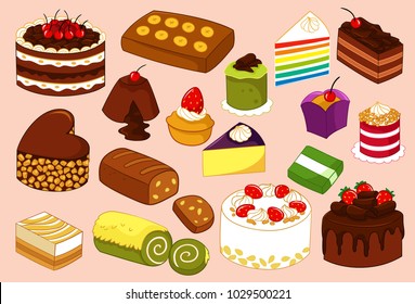 Cake and Tart Variant Vector Illustration