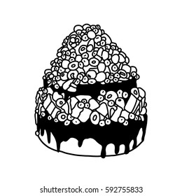 Cake, tasty food, vector illustration