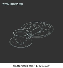 Cake with tea cup icon line element. Vector illustration of cake with tea cup icon line isolated on clean background for your web mobile app logo design.