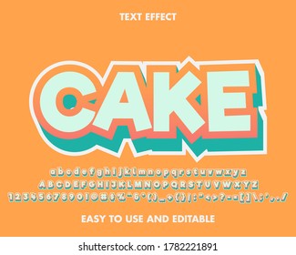 Cake text effect letters and numbers font set. alphabet, typography modern cake cartoon color design concept. for kid title, cartoon title, headline and sticker. vector illustration