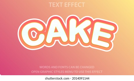 cake text effect template with 3d bold style use for logo and business brand