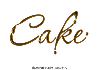 Cake Text Made Of Chocolate Vector Design Element.