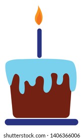 It is the cake that is eaten as a part of birthday celebration., vector, color drawing or illustration. 