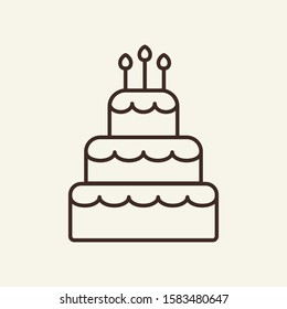 Cake thin line icon. Concept of creamy product or calories and sugar meal on white background. Vector illustration symbol elements for web design and apps.