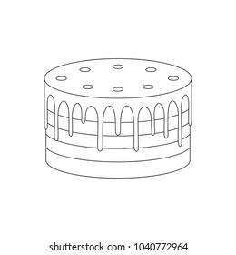 Cake, thin line style. isolated on white background