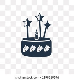 Cake with Three Candles vector icon isolated on transparent background, Cake with Three Candles transparency concept can be used web and mobile