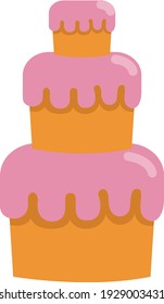 Cake with three layers, illustration, vector on white background.