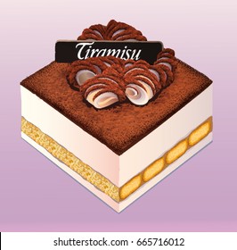 Cake tiramisu illustration