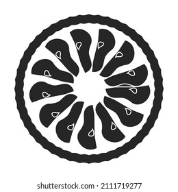 Cake top view vector icon.Black vector icon isolated on white background cake top view.