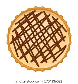 Icono del vector de vista superior de la pantalla de torta.Icono del vector de dibujos animados aislado en la vista superior de la torta de fondo blanco.