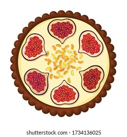 Icono del vector de vista superior de la pantalla de torta.Icono del vector de dibujos animados aislado en la vista superior de la torta de fondo blanco.