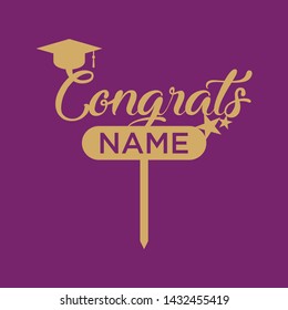 Cake Topper graduation party gold mirror acrylic