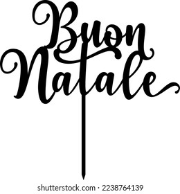 Cake topper Merry Christmas in italian language. Vector illustration. Ready for cut. 