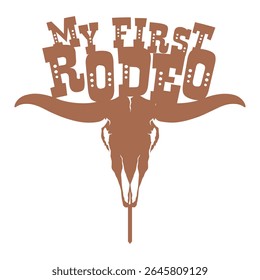 Cake Topper My First Rodeo Western Bull Skull Design