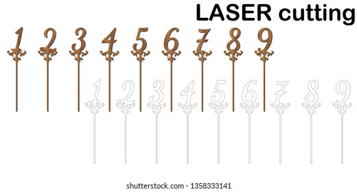 Cake topper with numbers for laser or milling cut.