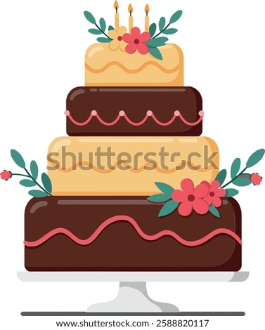 The cake transitions from simple to ornate decorations.
