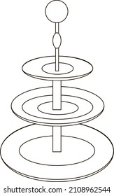 Cake tray isolated icon. Sketch. Vector illustration. Tableware.