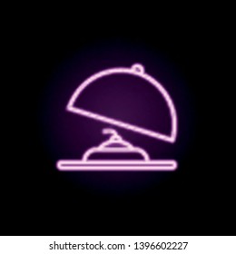 cake in a tray neon icon. Elements of restaurant set. Simple icon for websites, web design, mobile app, info graphics