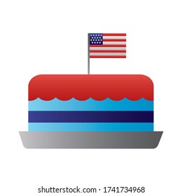 cake with usa flag degraded style vector illustration design