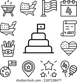 Cake USA flag icon in a collection with other items