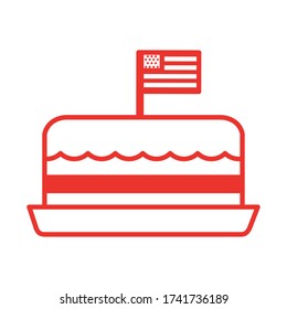 cake with usa flag line style vector illustration design