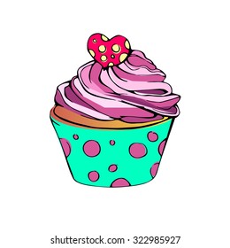 cake vector cupcake dessert cream food sweet illustration birthday delicious