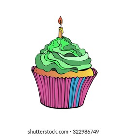 cake vector cupcake dessert cream food sweet illustration birthday delicious