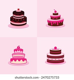 Cake Vector Design, Logo for bakery, birthday cake, cake art, cake school, and sweet shop logo