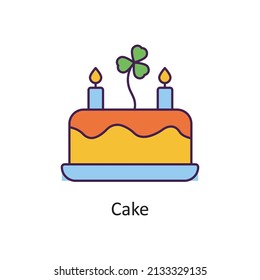 Cake Vector Filled Outline Icon Design illustration. St Patrick's Day Symbol on White background EPS 10 File