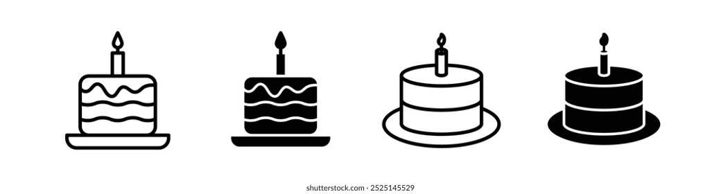 Cake vector filled and outlined icons collection