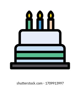 cake vector flat color icon 