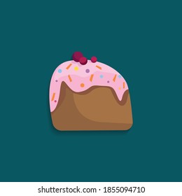 cake vector flat icon. christmas cup cake isolated vector flat illustration. design element