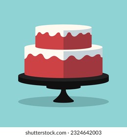 Cake. Vector flat illustration isolated on blue background.