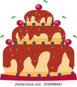 Vector de tarta con ilustración de frutos