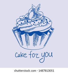 Cake,  vector hand drawn doodle illustration
