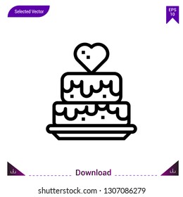 cake vector icon. Best modern, simple, isolated, flat icon for website design or mobile applications, UI / UX design vector format